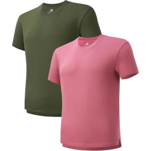 imageDAVID ARCHY Mens TShirt Heavyweight Tees Cotton Sorona Casual Plain Shirts Side SlitCurved Hem Tees for Men 2PackSide Slit  Sap GreenDusty Rose Pink