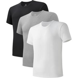 imageDAVID ARCHY Mens Undershirt Cotton Sorona Blended MoistureWicking TShirts Stretch Crewneck Tees for Men 3PackCrewneck  WhiteHeather Glacier GreyBlack