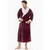 imageDAVID ARCHY Mens Robe Warm and Soft Cozy Coral Plush Fleece Long BathrobeHeather Maroon