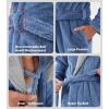 imageDAVID ARCHY Mens Soft Fleece Plush Robe Full Length Long BathrobeLight Blue Shu Velveteen