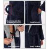 imageDAVID ARCHY Mens Soft Fleece Plush Robe Full Length Long BathrobeNavy Blue  Shu Velveteen