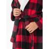 imageDAVID ARCHY Mens Soft Fleece Plush Robe Full Length Long BathrobeRed Grid Shu Velveteen