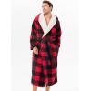 imageDAVID ARCHY Mens Soft Fleece Plush Robe Full Length Long BathrobeRed Grid Shu Velveteen