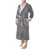 imageDAVID ARCHY Mens Robe Warm and Soft Cozy Coral Plush Fleece Long BathrobeDark Graye