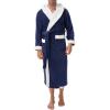 imageDAVID ARCHY Mens Soft Fleece Plush Robe Full Length Long BathrobeDark Bluedouble Bonded Velvet