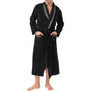 imageDAVID ARCHY Mens Robe Warm and Soft Cozy Coral Plush Fleece Long BathrobeBlacka