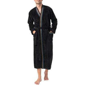 imageDAVID ARCHY Mens Robe Warm and Soft Cozy Coral Plush Fleece Long BathrobeBlackb