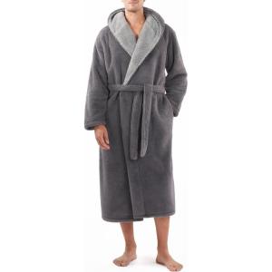 imageDAVID ARCHY Mens Soft Fleece Plush Robe Full Length Long BathrobeDark Gray  Shu Velveteen