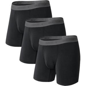 imageDAVID ARCHY Mens Underwear WickingMoisture Cooling Rayon Made From Bamboo Boxer Briefs with Support Pouch Fly 4 or 7 PackBlack3  65 in 3 Pack With Fly