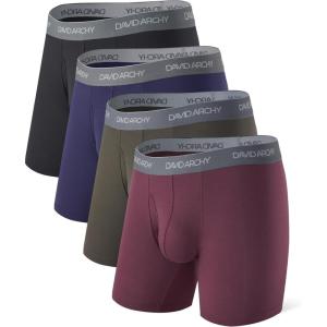 imageDAVID ARCHY Mens Underwear WickingMoisture Cooling Rayon Made From Bamboo Boxer Briefs with Support Pouch Fly 4 or 7 PackDark BlueOlive GreenBlack Purple