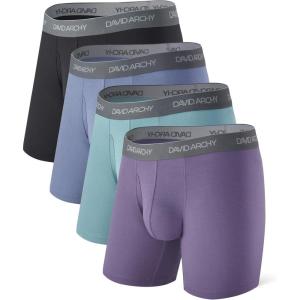 imageDAVID ARCHY Mens Underwear WickingMoisture Cooling Rayon Made From Bamboo Boxer Briefs with Support Pouch Fly 4 or 7 PackGreenVioletBlueBlack
