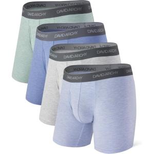 imageDAVID ARCHY Mens Underwear WickingMoisture Cooling Rayon Made From Bamboo Boxer Briefs with Support Pouch Fly 4 or 7 PackLight GrayLight BlueBlueLight Green