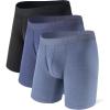 imageDAVID ARCHY Mens Underwear Boxer Briefs Breathable Soft MoistureWicking with Fly Underwear Long Leg 8quot for Men 3 PackLong Leg 8  BlackNavyGray Blue  3 Pack