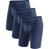 imageDAVID ARCHY Mens Underwear Boxer Briefs Breathable Soft MoistureWicking with Fly Underwear Long Leg 8quot for Men 3 PackLong Leg 8  Navy Blue  3 Pack