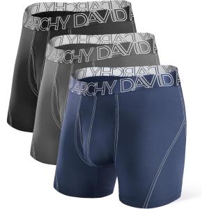 imageDAVID ARCHY Mens Performance Boxer Briefs 3 Pack 3D Support Pouch ampamp No RideUp Design MoistureWicking Sport UnderwearA1 blackDark GrayNavy Blue  Mesh With Fly