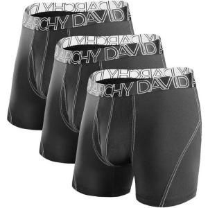 imageDAVID ARCHY Mens Performance Boxer Briefs 3 Pack 3D Support Pouch ampamp No RideUp Design MoistureWicking Sport UnderwearA2 black  Mesh With Fly
