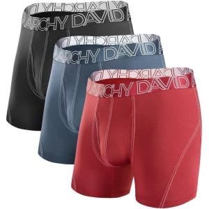 imageDAVID ARCHY Mens Performance Boxer Briefs 3 Pack 3D Support Pouch ampamp No RideUp Design MoistureWicking Sport UnderwearA3 blackMaroonMoonlight Blue  Mesh With Fly