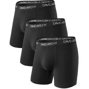 imageDAVID ARCHY Mens Performance Boxer Briefs 3 Pack 3D Support Pouch ampamp No RideUp Design MoistureWicking Sport UnderwearB1 solid No Flyblack