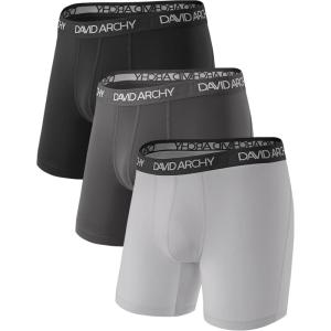 imageDAVID ARCHY Mens Performance Boxer Briefs 3 Pack 3D Support Pouch ampamp No RideUp Design MoistureWicking Sport UnderwearB2 dark GrayBlackLight Gray  Solid No Fly