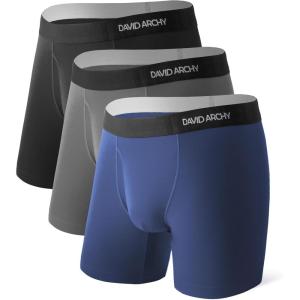 imageDAVID ARCHY Mens Performance Boxer Briefs 3 Pack 3D Support Pouch ampamp No RideUp Design MoistureWicking Sport UnderwearC2 blackDark GrayNavy Blue