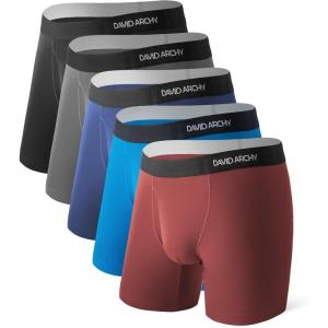 imageDAVID ARCHY Mens Performance Boxer Briefs 3 Pack 3D Support Pouch ampamp No RideUp Design MoistureWicking Sport UnderwearD1 blackDark GrayNavy BlueRedFri Blue