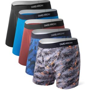 imageDAVID ARCHY Mens Performance Boxer Briefs 3 Pack 3D Support Pouch ampamp No RideUp Design MoistureWicking Sport UnderwearD3 assorted Colors  C