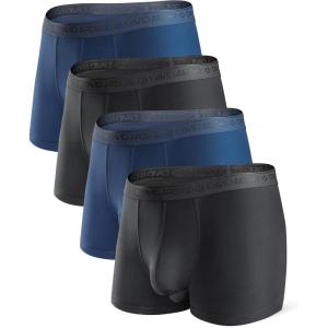 imageDAVID ARCHY Mens Soft Underwear Micro Modal Dual Pouch Trunks Ball Pouch Bulge Enhancing Boxer Briefs for Men 3 or 4 PackA2  BlackNavy Blue  25 in 4 Pack