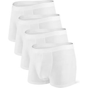 imageDAVID ARCHY Mens Soft Underwear Micro Modal Dual Pouch Trunks Ball Pouch Bulge Enhancing Boxer Briefs for Men 3 or 4 PackA7  White  25 in 4 Pack