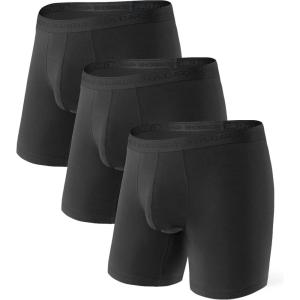 imageDAVID ARCHY Mens Soft Underwear Micro Modal Dual Pouch Trunks Ball Pouch Bulge Enhancing Boxer Briefs for Men 3 or 4 PackB2  Black  65 in 3 Pack