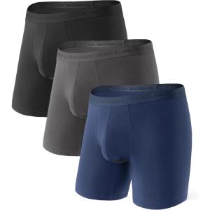 imageDAVID ARCHY Mens Soft Underwear Micro Modal Dual Pouch Trunks Ball Pouch Bulge Enhancing Boxer Briefs for Men 3 or 4 PackB3  BlackCharcoalNavy  65 in 3 Pack