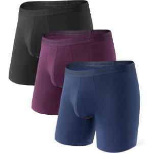 imageDAVID ARCHY Mens Soft Underwear Micro Modal Dual Pouch Trunks Ball Pouch Bulge Enhancing Boxer Briefs for Men 3 or 4 PackB4  BlackMerlotNavy  65 in 3 Pack