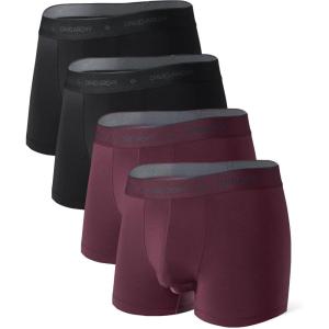 imageDAVID ARCHY Mens Soft Underwear Micro Modal Dual Pouch Trunks Ball Pouch Bulge Enhancing Boxer Briefs for Men 3 or 4 PackC1  BlackDeep Plum  25 in 4 Pack