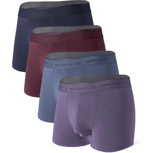 imageDAVID ARCHY Mens Soft Underwear Micro Modal Dual Pouch Trunks Ball Pouch Bulge Enhancing Boxer Briefs for Men 3 or 4 PackC2  NavyPlumSlate BlueDusty Violet  25 in 4 Pack