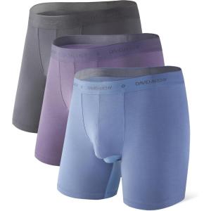 imageDAVID ARCHY Mens Soft Underwear Micro Modal Dual Pouch Trunks Ball Pouch Bulge Enhancing Boxer Briefs for Men 3 or 4 PackD3  CharcoalDusty VioletSlate Blue  65 in 3 Pack