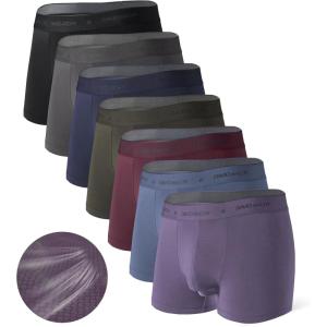 imageDAVID ARCHY Mens Soft Underwear Micro Modal Dual Pouch Trunks Ball Pouch Bulge Enhancing Boxer Briefs for Men 3 or 4 PackE1  BlackCharcoalNavyOliveDeep PlumSlate BlueDusty Violet  25 in 7 Pack