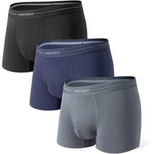 imageDAVID ARCHY Mens Trunk Boxer Briefs Seamless Underwear Pack Soft Support Pouch No FlyBlackDark GrayNavy Bluemicro Modal3 Packe