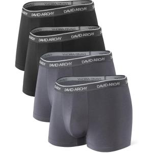 imageDAVID ARCHY Mens Trunks Underwear Soft Breathable Rayon Made from Bamboo Trunk No Fly PouchA  BlackDark Gray4 Pack