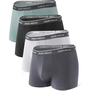 imageDAVID ARCHY Mens Trunks Underwear Soft Breathable Rayon Made from Bamboo Trunk No Fly PouchA  BlackDark GrayGreenGray4 Pack