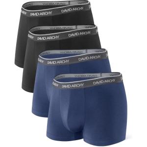 imageDAVID ARCHY Mens Trunks Underwear Soft Breathable Rayon Made from Bamboo Trunk No Fly PouchA  BlackNavy Blue4 Pack