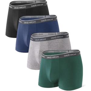 imageDAVID ARCHY Mens Trunks Underwear Soft Breathable Rayon Made from Bamboo Trunk No Fly PouchA  BlackNavy BlueOlive GreenHeather Gray4 Pack