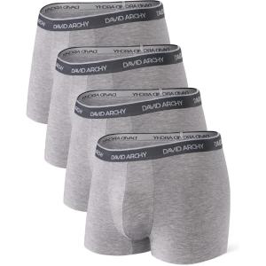 imageDAVID ARCHY Mens Trunks Underwear Soft Breathable Rayon Made from Bamboo Trunk No Fly PouchA  Heather Gray4 Pack