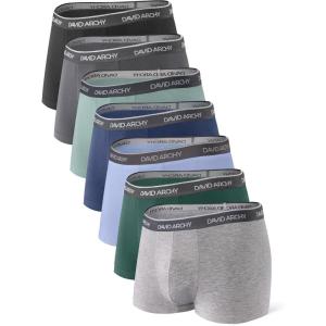 imageDAVID ARCHY Mens Trunks Underwear Soft Breathable Rayon Made from Bamboo Trunk No Fly PouchA  Multicoloured7 Pack