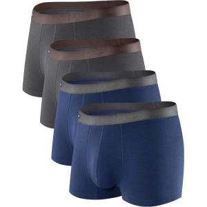 imageDAVID ARCHY Mens Trunks Underwear Soft Breathable Rayon Made from Bamboo Trunk No Fly PouchB  Navy BlueDark Gray4 Pack  No Fly