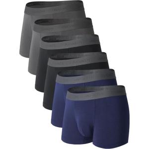 imageDAVID ARCHY Mens Trunks Underwear Soft Breathable Rayon Made from Bamboo Trunk No Fly PouchC  Black Navy BlueDark Gray6 Pack  No Fly  3