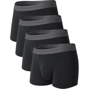 imageDAVID ARCHY Mens Trunks Underwear Soft Breathable Rayon Made from Bamboo Trunk No Fly PouchC  Black4 Pack  No Fly  3
