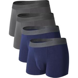 imageDAVID ARCHY Mens Trunks Underwear Soft Breathable Rayon Made from Bamboo Trunk No Fly PouchC  Navy BlueDark Gray4 Pack  No Fly  3