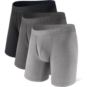 imageDAVID ARCHY Mens Underwear Boxer Briefs Breathable Soft MoistureWicking with Fly Underwear Long Leg 8quot for Men 3 PackLong Leg 8  BlackLightDark Gray  3 Pack