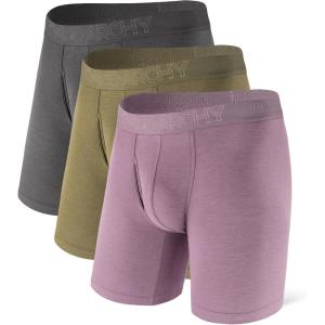 imageDAVID ARCHY Mens Underwear Boxer Briefs Breathable Soft MoistureWicking with Fly Underwear Long Leg 8quot for Men 3 PackLong Leg 8  GrayPurpleOlive Green  3 Pack