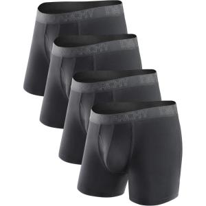imageDAVID ARCHY Mens Underwear Boxer Briefs Breathable Soft MoistureWicking with Fly Underwear for Men MultipackA1  55  Black  4 Pack
