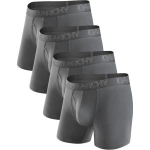 imageDAVID ARCHY Mens Underwear Boxer Briefs Breathable Soft MoistureWicking with Fly Underwear for Men MultipackA3  55  Dark Grey  4 Pack